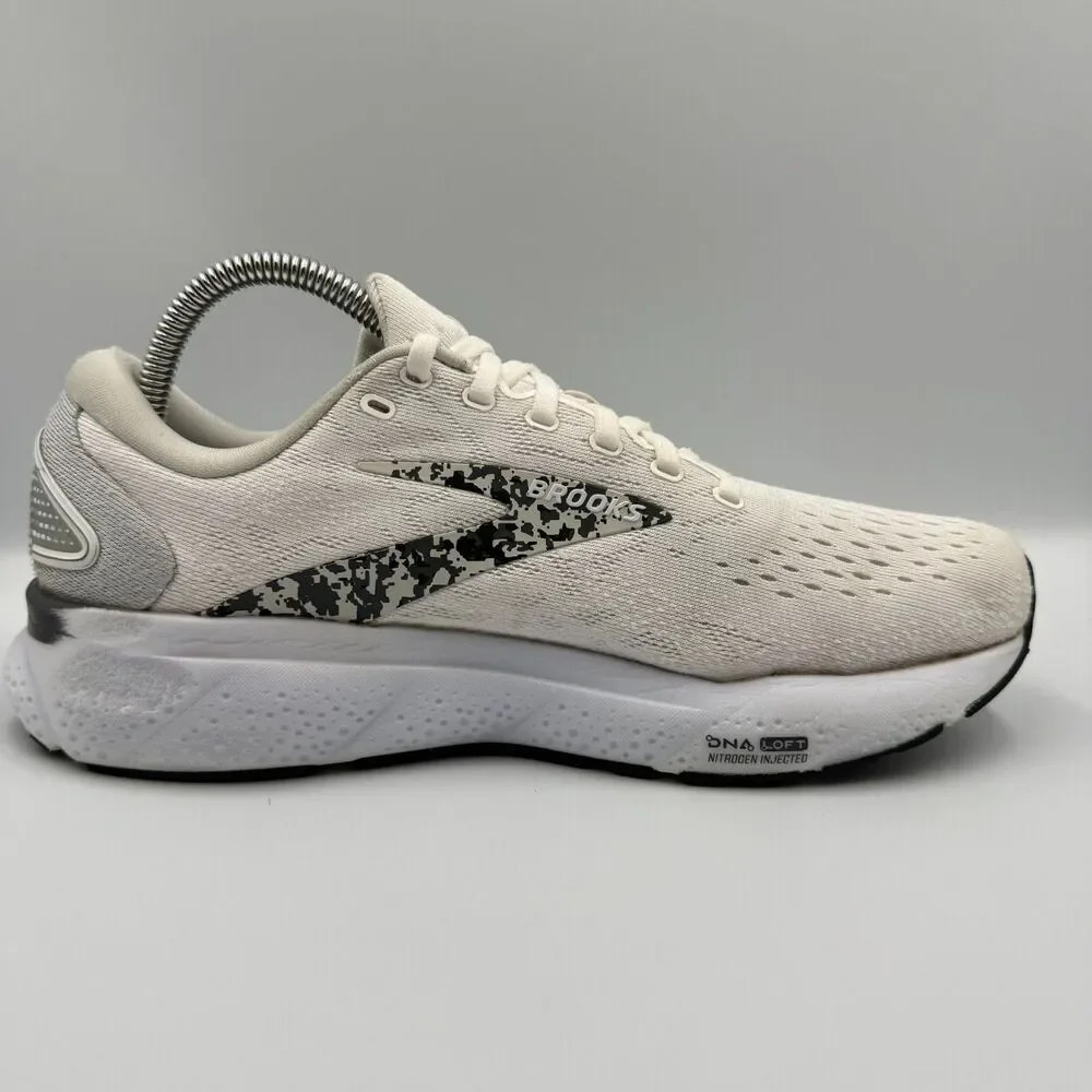 Brooks Ghost 16 Women's 9 White‎ Gray Running Walking Shoes Sneakers 1204071B147
